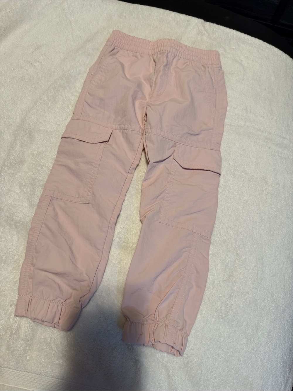 Girls' Light Pink Cargo Jogger Pants with Elastic Waist